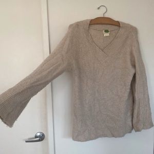 Beige Anthropologie V Neck Sweater